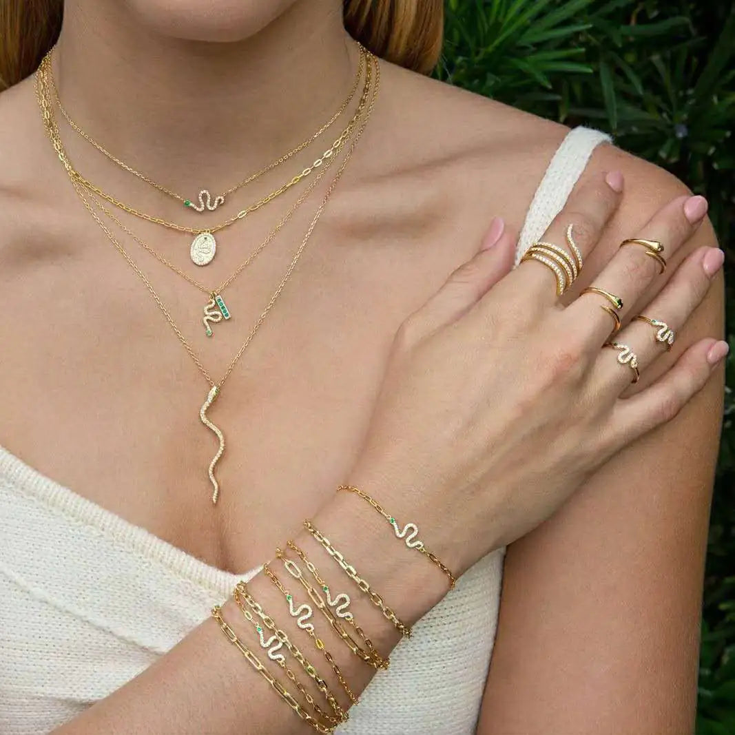 Snake Element with Gold-Plated Stone