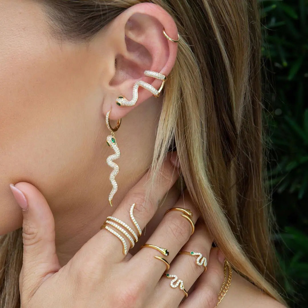 Snake Element with Gold-Plated Stone